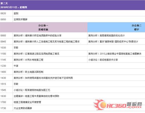 2010年度桩基大会第2天日程